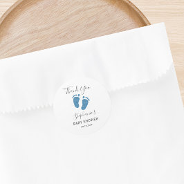 Blue Glitzer Baby Feet Vielen Dank Runder Aufkleber