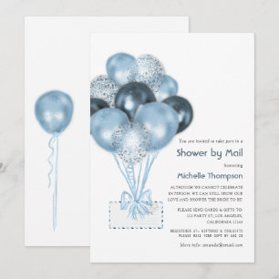 Blue Glitzer Balloon Boy Baby Showdown by Mail Einladung