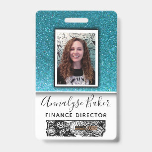 Blue Glitzer Beruflich CNA Nurse Doc Foto Name Ausweis