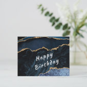 Blue Glitzer Birthday Card Postkarte (Stehend Vorderseite)