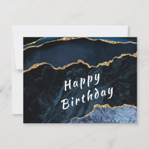Blue Glitzer Birthday Card Postkarte