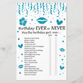Blue Glitzer Birthday Ever oder Niemals Game (Vorderseite)