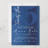 Blue Glitzer Birthday Sparkling Glam Party Einladung (Vorderseite)