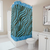 Blue Glitzer Black Zebra Skin Pattern Trendy Duschvorhang (Beispiel)