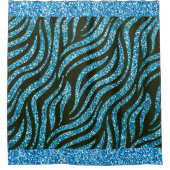 Blue Glitzer Black Zebra Skin Pattern Trendy Duschvorhang (Vorderseite)