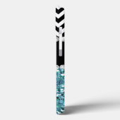 BLUE GLITZER BLACK ZICKZACK MIT MONOGRAMM Case-Mate iPhone HÜLLE (Rückseite / Links)