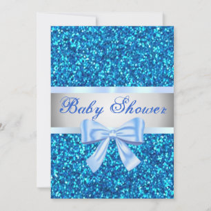 Blue Glitzer Blue Bow Baby Dusche Einladung