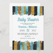 Blue Glitzer Boy Baby Dusche Einladung (Vorne/Hinten)