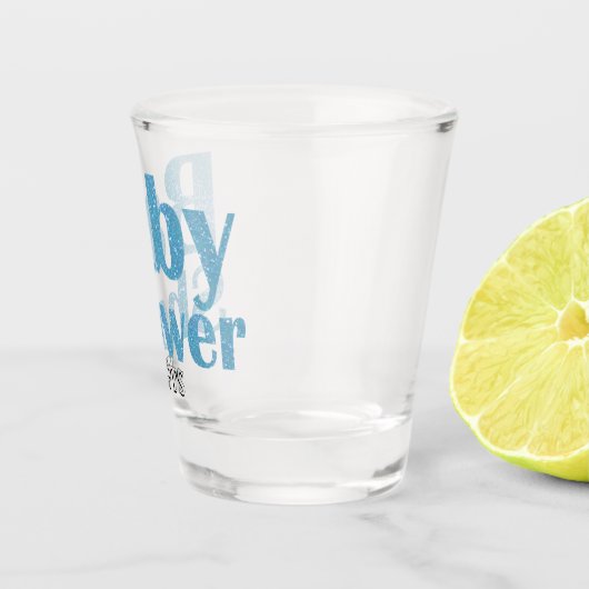 Blue Glitzer Boy Baby Shower Shows Schnapsglas (Rechts)