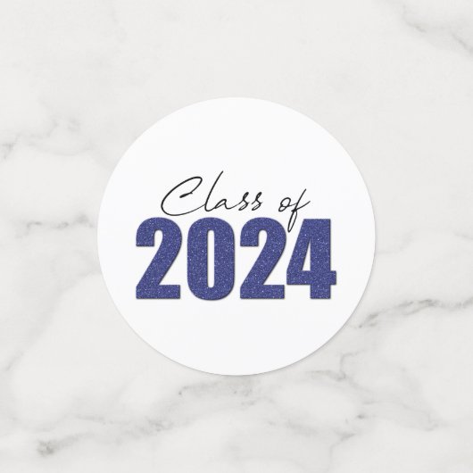 Blue Glitzer Class 2024 Konfetti (Klein Vorderseite)