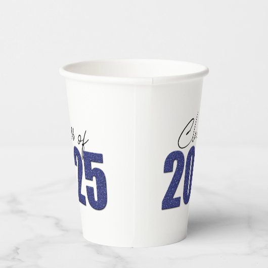 Blue Glitzer Class 2025 Pappbecher (Rechts)