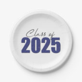 Blue Glitzer Class 2025 Pappteller (Vorderseite)