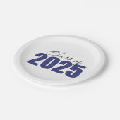 Blue Glitzer Class 2025 Pappteller (Schrägansicht)