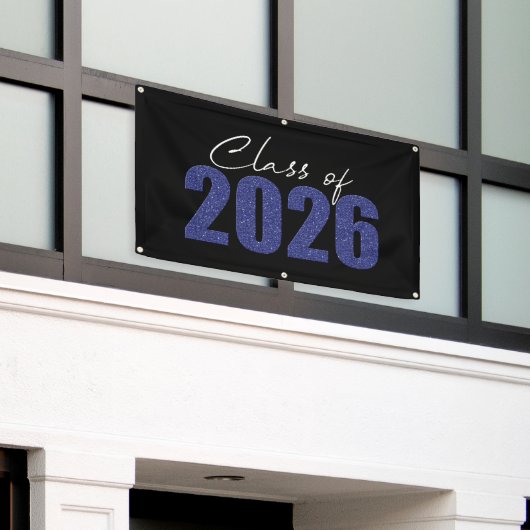 Blue Glitzer Class 2026 Banner (Äußeres Gebäude)