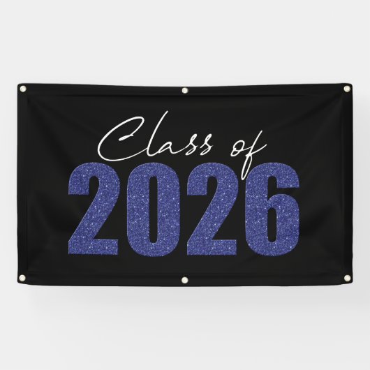 Blue Glitzer Class 2026 Banner (Horizontal)