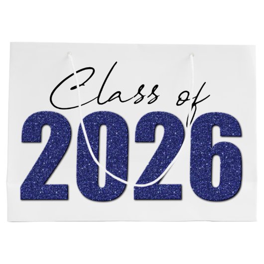 Blue Glitzer Class 2026 Große Geschenktüte (Rückseite)