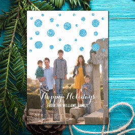Blue Glitzer Confetti Holiday Foto Card Feiertagskarte