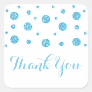 Blue Glitzer Confetti Wedding Danke Stickers