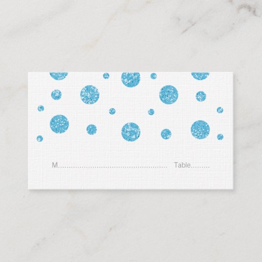 Blue Glitzer Confetti Wedding Platzkarten (Vorderseite)