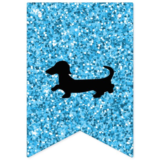 Blue Glitzer Dackel Bunting Party Banner (Erste Fahne)