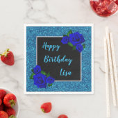 Blue Glitzer Deep Blue Rose Geburtstag Serviette (Beispiel)