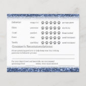 Blue Glitzer Dog Grooming Report Card Flyer (Hinten)
