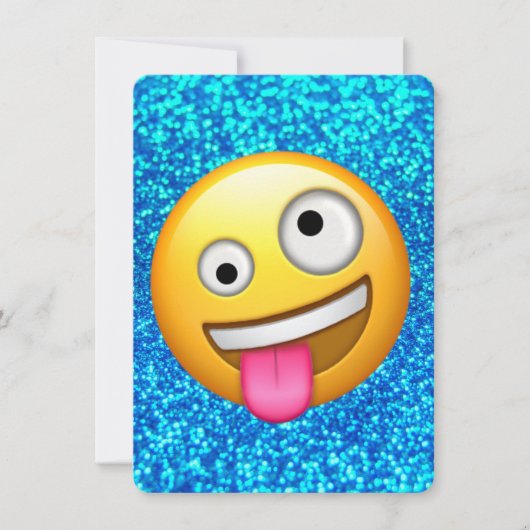 Blue Glitzer Emoji Einladung (Vorderseite)
