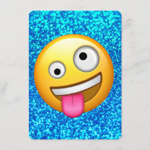Blue Glitzer Emoji Einladung