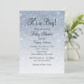 Blue Glitzer Es ist eine Boy Baby Dusche Einladung (Stehend Vorderseite)