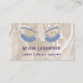 Blue Glitzer Eyelashes & Beige Cream Marble Visitenkarte (Vorderseite)