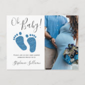 Blue Glitzer Feet Baby Dusche Einladung Postkarte (Vorderseite)