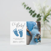 Blue Glitzer Feet Baby Dusche Einladung Postkarte (Stehend Vorderseite)