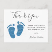 Blue Glitzer Feet Baby Dusche Vielen Dank Postkarte (Vorderseite)