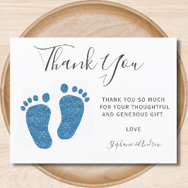 Blue Glitzer Feet Baby Dusche Vielen Dank Postkarte