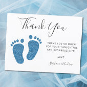 Blue Glitzer Feet Baby Dusche Vielen Dank Postkarte
