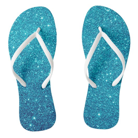 Blue Glitzer Flip Flops Badesandalen (Fußbett)