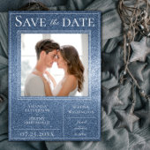 Blue Glitzer Foto Save the Date