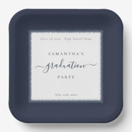 Blue Glitzer Frame Name Year Graduation Party Pappteller