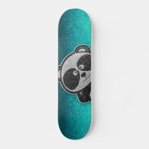 Blue Glitzer Funkelnd Schwarz-weiß Panda Sparkle Skateboard