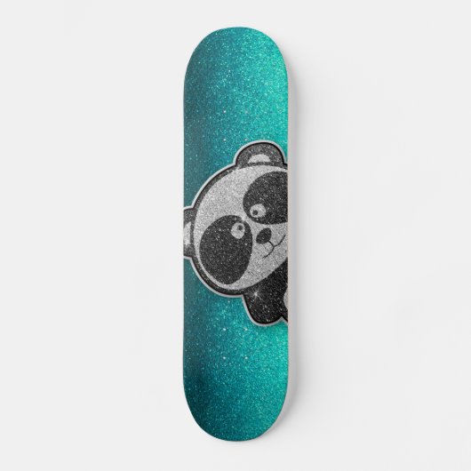 Blue Glitzer Funkelnd Schwarz-weiß Panda Sparkle Skateboard (Vorderseite)