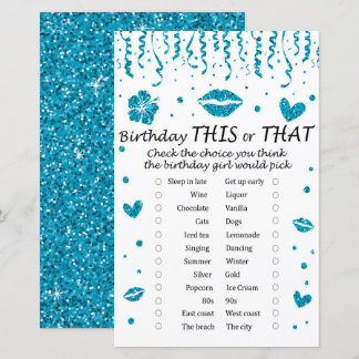 Blue Glitzer Geburtstag Dieses oder jenes Spiel