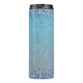 Blue Glitzer Girl Boss Name Gebäude Empire Thermosbecher (Rückseite)