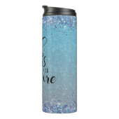 Blue Glitzer Girl Boss Name Gebäude Empire Thermosbecher (Nach rechts gedreht)
