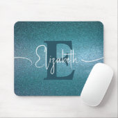 Blue Glitzer Girly Monogram Mousepad (Mit Mouse)