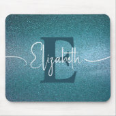Blue Glitzer Girly Monogram Mousepad (Vorne)