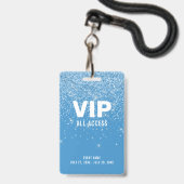 Blue Glitzer Glam VIP All Access Pass Event ID Ausweis (Vorderseite mit Lanyard)