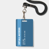 Blue Glitzer Glam VIP All Access Pass Event ID Ausweis (Rückseite mit Lanyard)