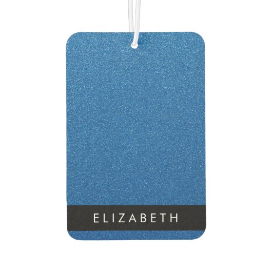 Blue Glitzer, Glitzer Hintergrund, Ihr Name Autolufterfrischer (Rückseite)