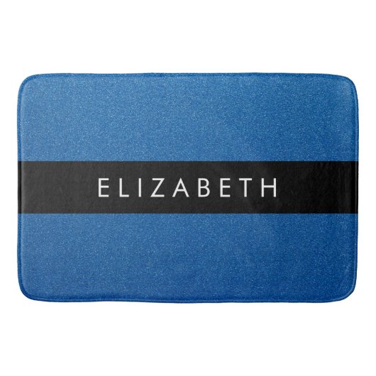 Blue Glitzer, Glitzer Hintergrund, Ihr Name Badematte (Vorderseite)