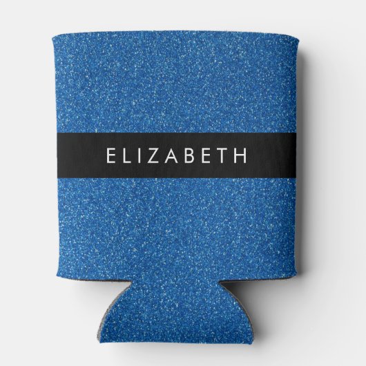 Blue Glitzer, Glitzer Hintergrund, Ihr Name Dosenkühler (Rückseite)